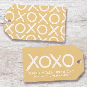 Etiqueta Para Presente XOXO Abraços e Beijos Amarelo Feliz Dia dos Namora