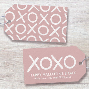 Etiqueta Para Presente XOXO Abraços e Beijos Rosa Empoeirado Feliz Dia do