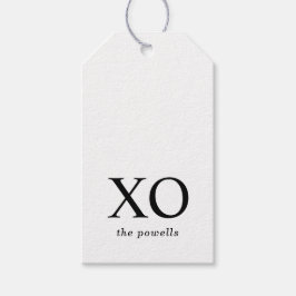 Etiqueta Para Presente XOXO Abraços e Beijos Simples Preto e Branco