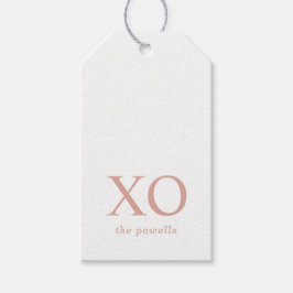 Etiqueta Para Presente XOXO Abraços e Beijos Simples Rosa Corado Minimali