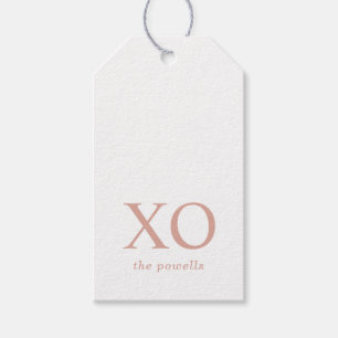 Etiqueta Para Presente XOXO Abraços e Beijos Simples Rosa Corado Minimali