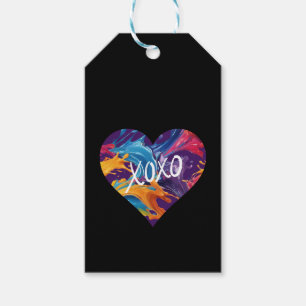 Etiqueta Para Presente XOXO-Preto-Coração Colorida