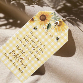 Etiqueta Para Presente Yellow Gingham She Found Her Honey Bridal Shower