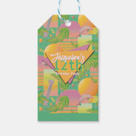Etiqueta Para Presente Yellow Summer Vaporwave Sunset Birthday