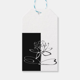 Etiqueta Para Presente Yin Yang Black White Lotus Blossom