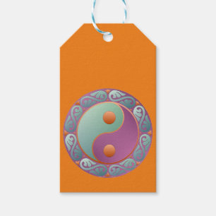 Etiqueta Para Presente Yin Yang Medallion Violet Turquoise