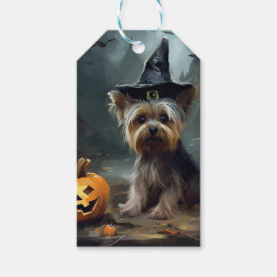 Etiqueta Para Presente Yorkshire Terrier Abóboras Halloween Assustador