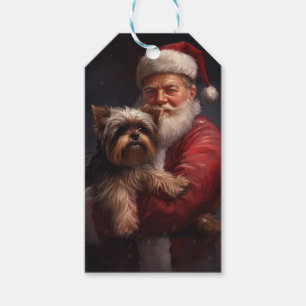 Etiqueta Para Presente Yorkshire Terrier Papai Noel Natal Festivo