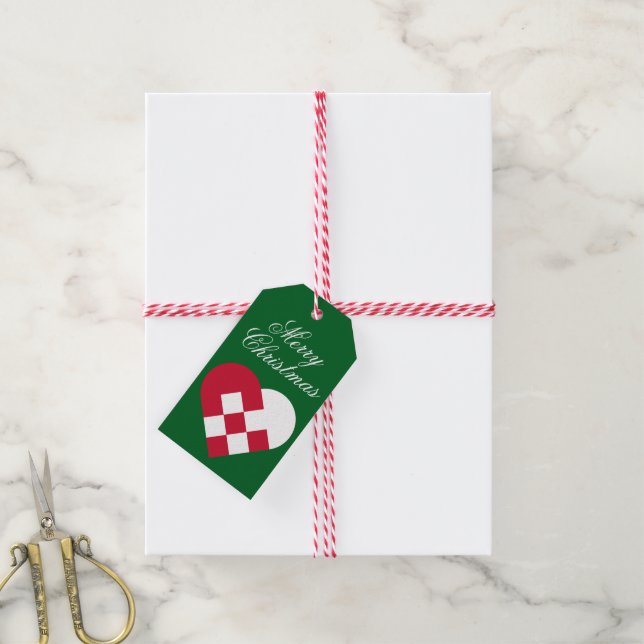 Etiqueta Para Presente Yule Heart escandinavo (Com cordão)