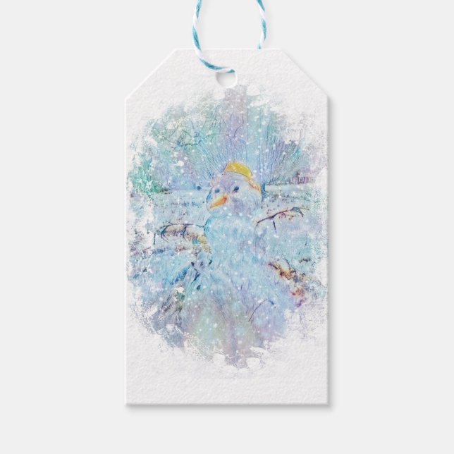 Etiqueta Para Presente Yule Winter Snowman (Frente)