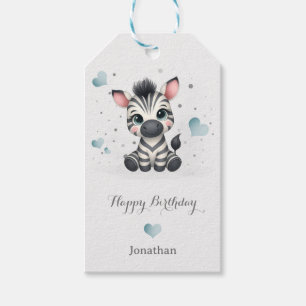 Etiqueta Para Presente Zebra de desenho animado simples e fofo