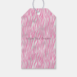 Etiqueta Para Presente Zebra prateada rosa