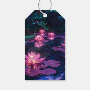 Etiqueta Para Presente Zen da Meia-Noite Natureza Lago de Lótus Rosa