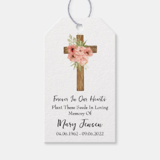Etiqueta Para Presente Zinnia Cross Memorial Funeral Seed Packet 