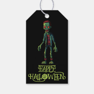 Etiqueta Para Presente Zumbi Verde Assustador Festa de Halloween para C