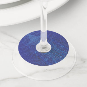 Etiqueta Para Taça De Vinho Aceitação Medalhões Blue Indigo Violet Boho