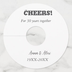 Etiqueta Para Taça De Vinho Alegra-se a 30 anos juntos, aniversários, adicione