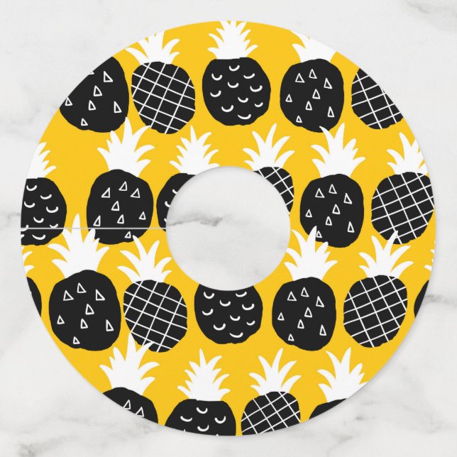 Etiqueta Para Taça De Vinho Ananás preto (Frente)