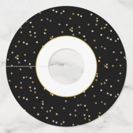 Etiqueta Para Taça De Vinho Anos novos Dourados Silver Glitter Sparkle Confett
