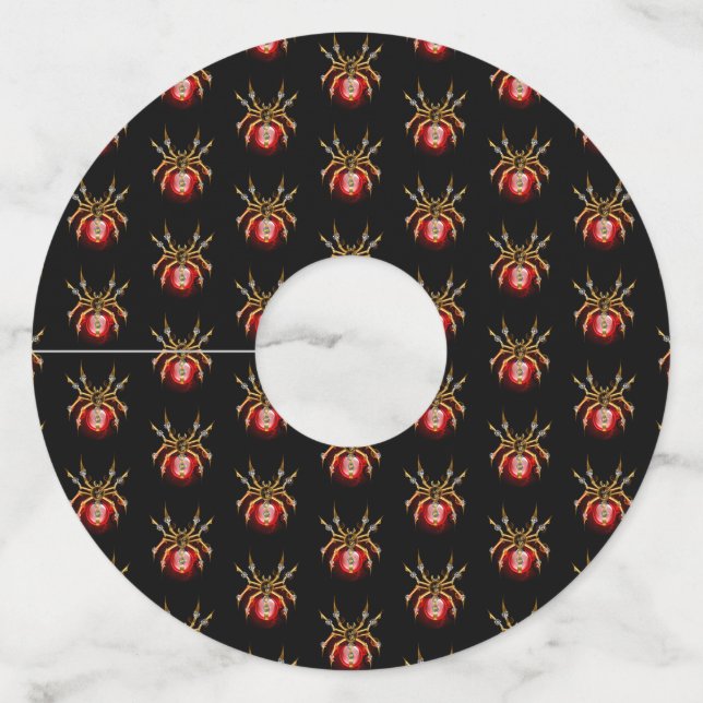 Etiqueta Para Taça De Vinho Aranha-do-galo em preto (Frente)