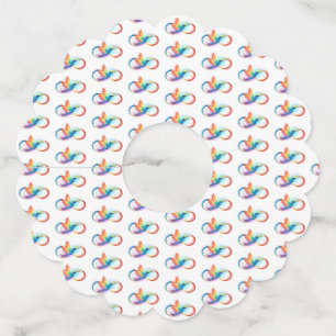 Etiqueta Para Taça De Vinho Arco-íris Hummingbird com símbolo Infinito