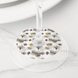 Etiqueta Para Taça De Vinho Autumn Pine Cones