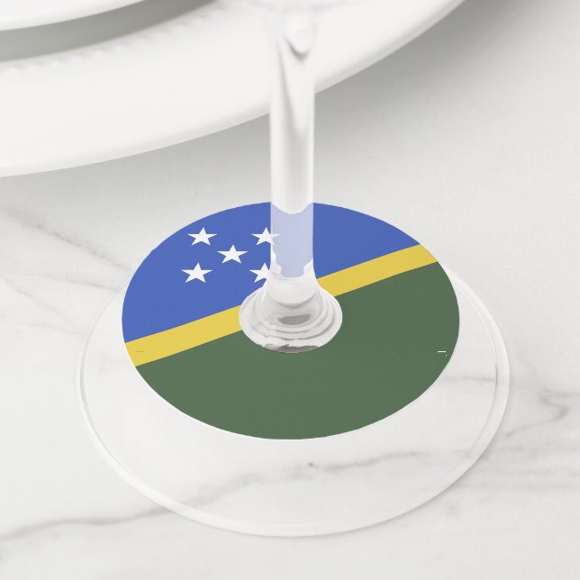 Etiqueta Para Taça De Vinho bandeira das Ilhas Salomão (Close Up)