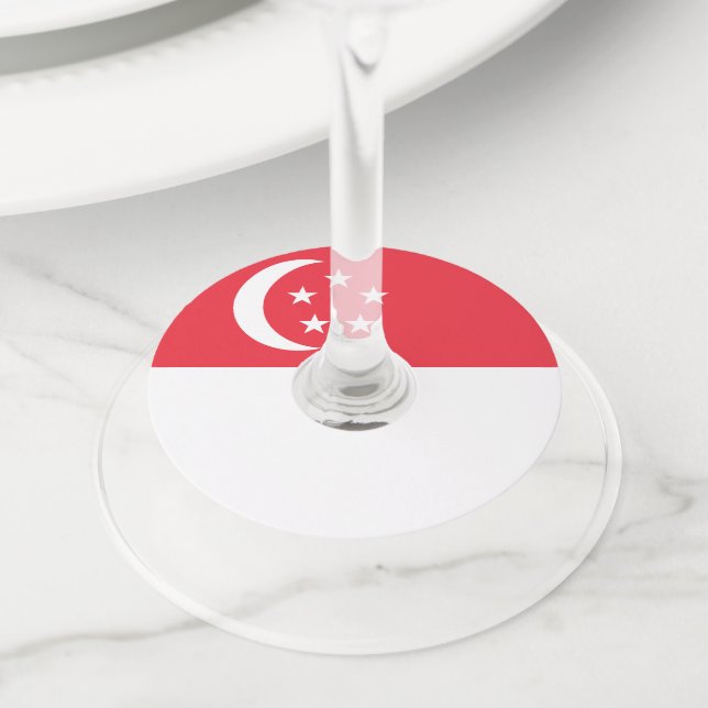 Etiqueta Para Taça De Vinho bandeira de Singapura (Close Up)