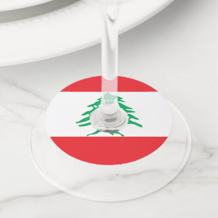 Etiqueta Para Taça De Vinho Bandeira do Líbano
