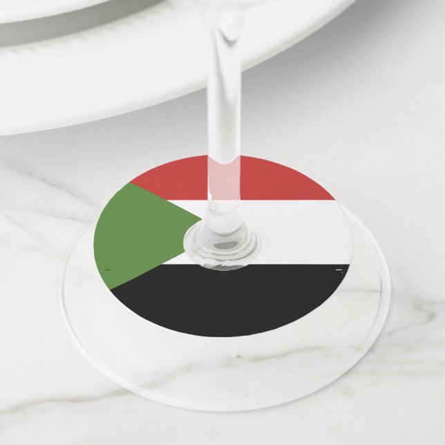 Etiqueta Para Taça De Vinho Bandeira do Sudão (Close Up)