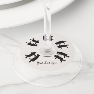 Etiqueta Para Taça De Vinho Bando de Ursos Pretos Dançando Juntos de Silhueta