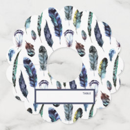 Etiqueta Para Taça De Vinho Boho Style Watercolor Feather Place Card