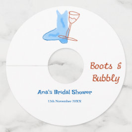 Etiqueta Para Taça De Vinho Botas & champanhe espumante banho de noiva azul