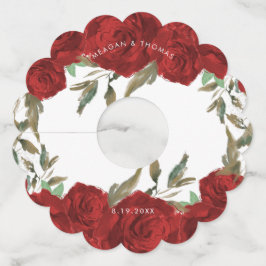 Etiqueta Para Taça De Vinho Casamento com rosas vermelhas