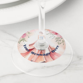 Etiqueta Para Taça De Vinho Celebração de Quinceanera de Aquarela