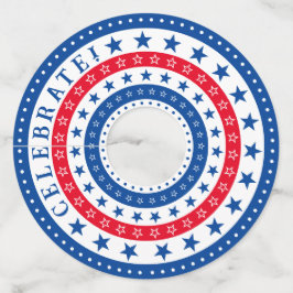 Etiqueta Para Taça De Vinho Celebrar estrelas vermelhas, brancas e azuis