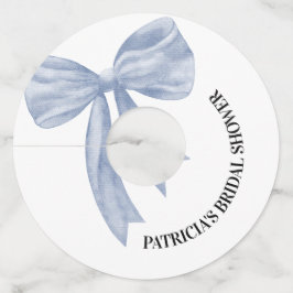 Etiqueta Para Taça De Vinho Chá de Noiva Dusty Blue Bow She's Tying the Knot