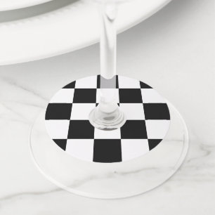 Etiqueta Para Taça De Vinho Checkerboard