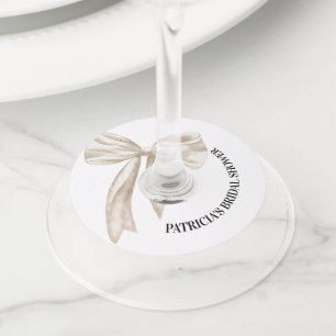 Etiqueta Para Taça De Vinho Chuva de Presentes da Noiva White Bow Está se Casa