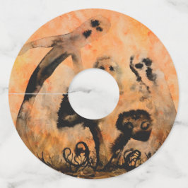 Etiqueta Para Taça De Vinho Cogumelos Fantasmas Papel Tags de Vinho