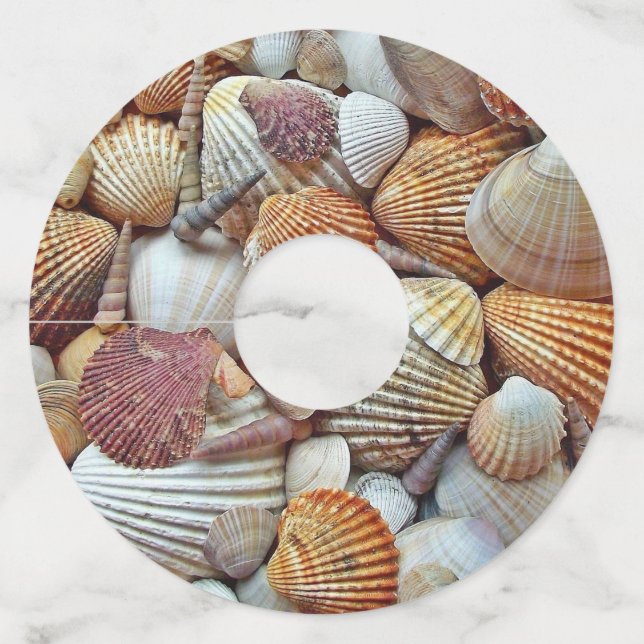 Etiqueta Para Taça De Vinho Conchas do Mar (Frente)