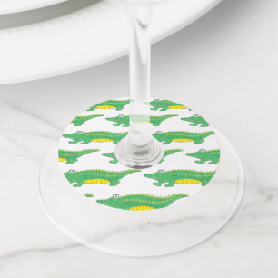 Etiqueta Para Taça De Vinho Crocodilo Crocodilo de Alligador Verde