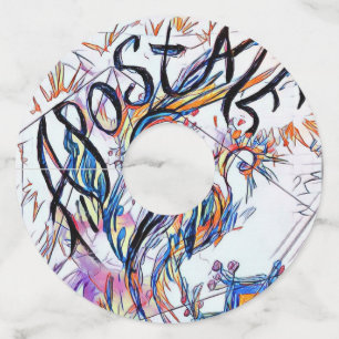 Etiqueta Para Taça De Vinho Desenho Colorido de Portas Abstrato