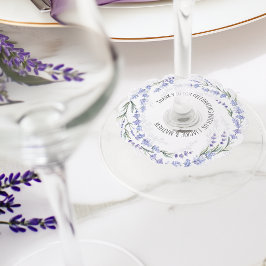 Etiqueta Para Taça De Vinho Elegante Favor de Noiva com Coroa de Lavanda