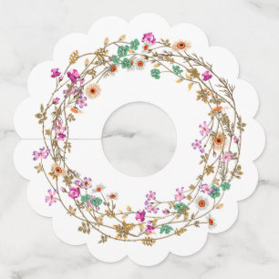 Etiqueta Para Taça De Vinho Estilo Colorido do País Arrasto Floral Motif