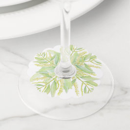 Etiqueta Para Taça De Vinho Eucalyptus watercolor art green deixa vinho