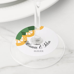 Etiqueta Para Taça De Vinho Fatia de Limão Ousada - Nome do Casal