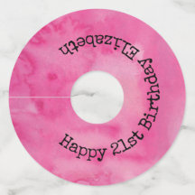 Feliz Aniversário Pink Chic Girly Watercolor Monog