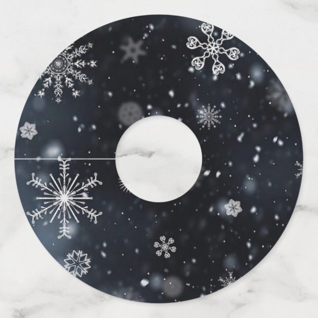 Etiqueta Para Taça De Vinho Flocos de neve (Frente)