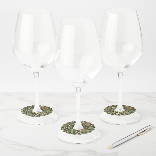 Etiqueta Para Taça De Vinho Floração Celta (Conjunto)